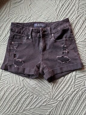 Aeropostale Women's/Girls Distressed Charcoal Black Denim Shorts